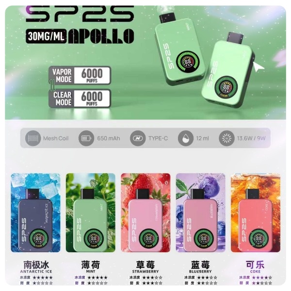 SP2S拋棄式12000口 一次性電子煙 雙模式【有煙+無煙】SP2S官網 新日